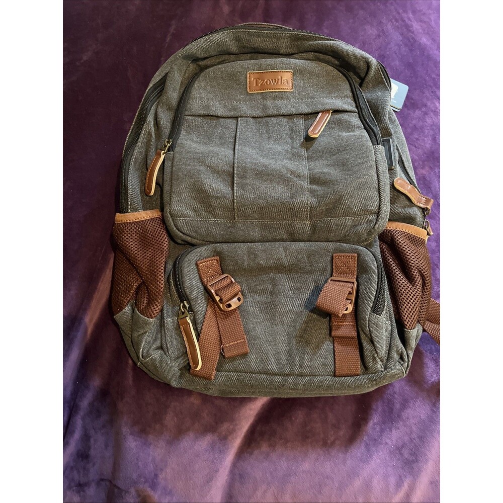 Laptop Backpack Tzowla Canvas 15.6" – USB Charging Port Travel Bag – New et